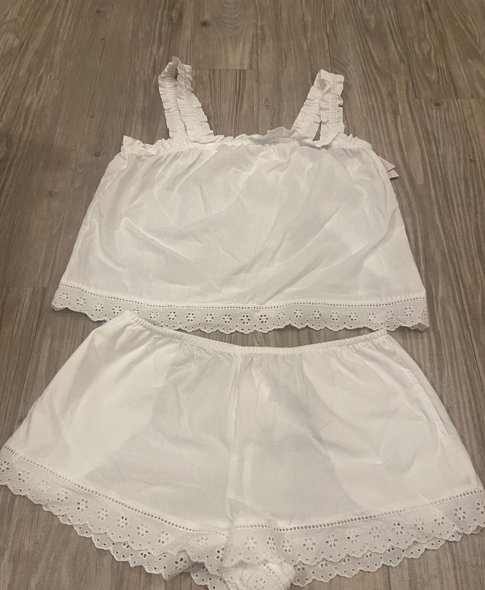 Woman’s Auden White Eyelet Cotton Two-Piece Pajama Set